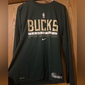 Nike Bucks Green Long Sleeve Bucks Basketball Tee